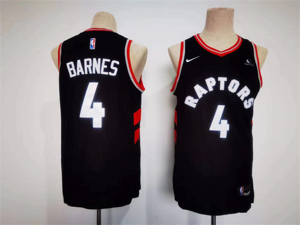 Men's Toronto Raptors #4 Scottie Barnes Black Stitched Basketball Jersey - Click Image to Close